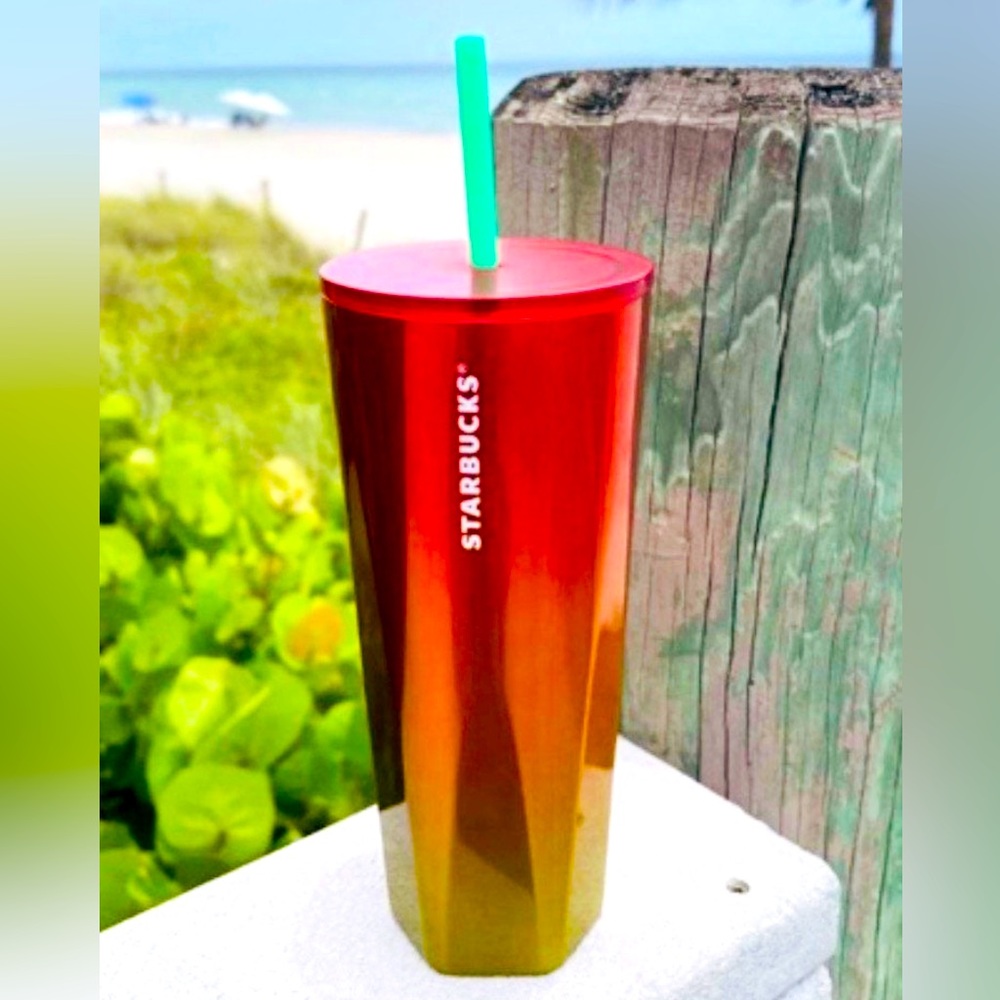 Starbucks Red Ombre Puffy Stainless Steel Tumbler Cup Venti 24oz Heat Gradient
